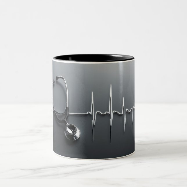 Every Sip Keeps the Heart Beating Two-Tone Coffee Mug (Center)