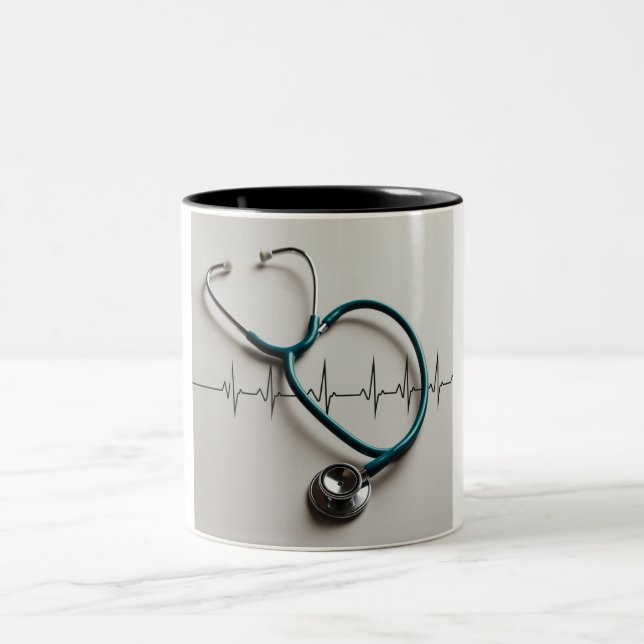 Every Sip Keeps the Heart Beating Two-Tone Coffee Mug (Center)