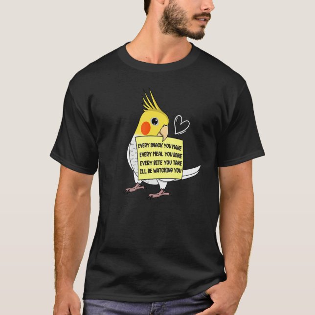 Every Snack Meal or Bite I Lutino Cockatiel Parrot T-Shirt (Front)
