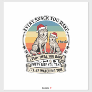 Every Snack You Make Dog Santa Hat Retro Sunset_1