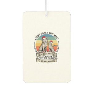 Every Snack You Make Dog Santa Hat Retro Sunset_1 Car Air Freshener