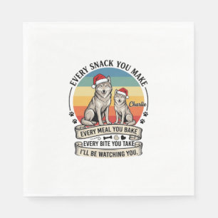 Every Snack You Make Dog Santa Hat Retro Sunset_1 Napkin