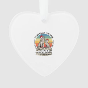 Every Snack You Make Dog Santa Hat Retro Sunset_1 Ornament