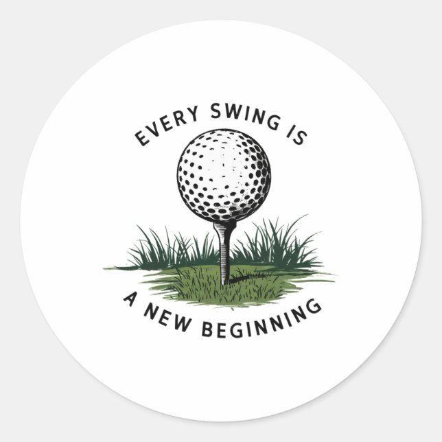 Every Swing Is A New Beginning Golf  Classic Round Sticker (Front)