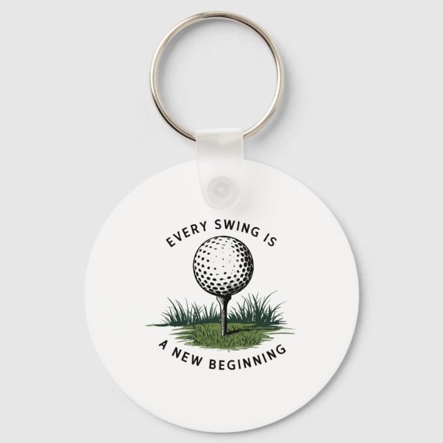 Every Swing Is A New Beginning Golf  Key Ring (Front)