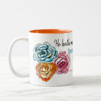 "Every thing beautiful" floral trio Two-Tone Coffee Mug