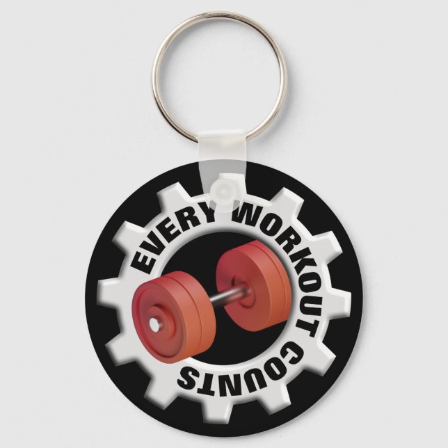 Every Workout Counts - Red Dumbbells Key Ring (Front)