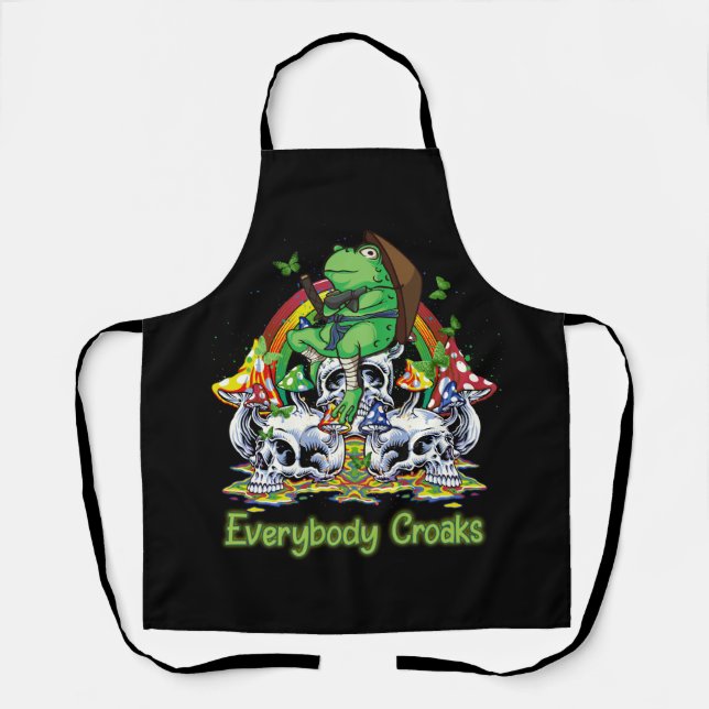 Everybody Croaks Frog Skull Mushroom Aesthetic Cot Apron (Front)