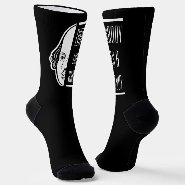 Everybody Loves A Bard Boy Shakespeare Thespian Socks (Angled)