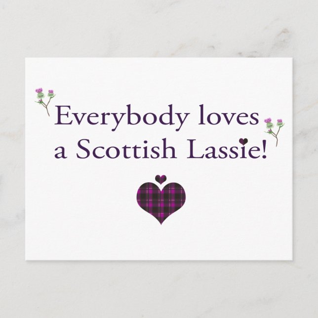 Everybody loves a Scottish Lassie Postcard (Front)
