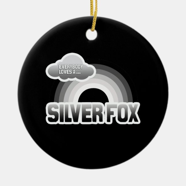 Everybody Loves a Silver Fox Ceramic Tree Decoration (Front)
