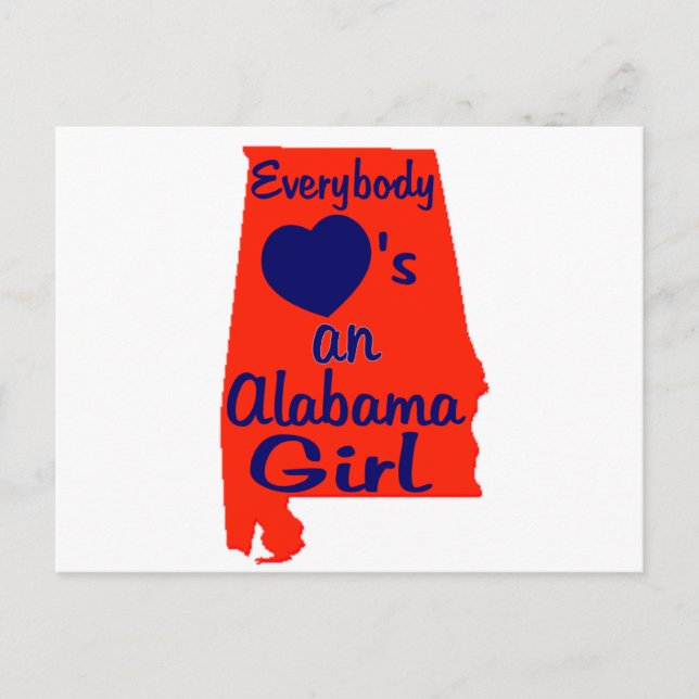 Everybody Loves an Alabama Girl Orange and Navy Postcard (Front)
