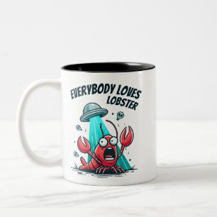 Everybody loves lobster - abduction Two-Tone coffee mug