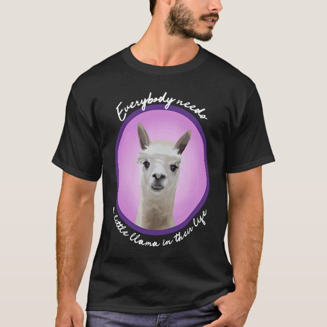 Everybody needs a little llama cute fuzzy alpaca v T-Shirt (Front)