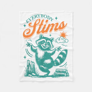 Everybody Stims Racoon Funny Design  Fleece Blanket