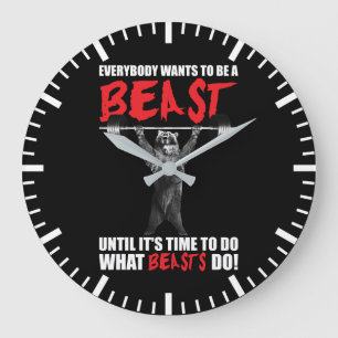 Everybody Wants To Be A Beast - Bear Lifting - Gym Large Clock