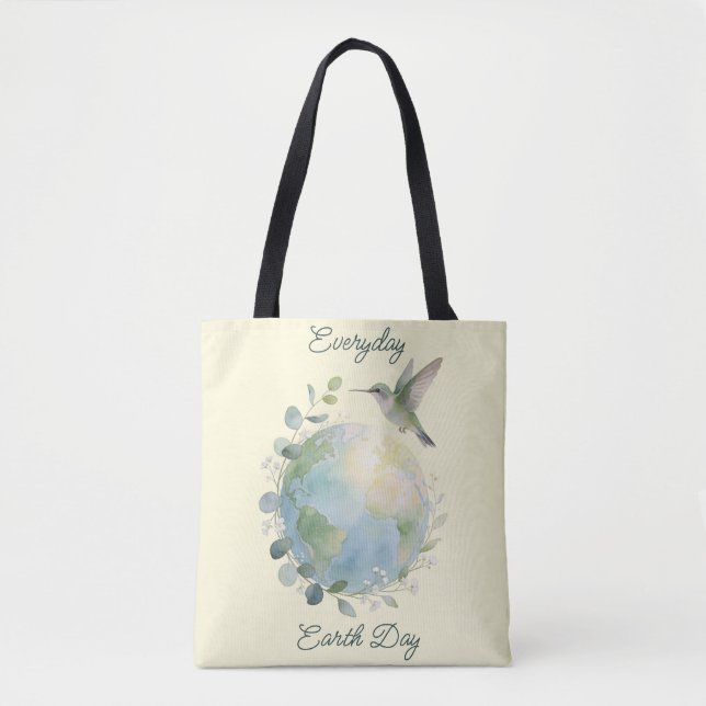 Everyday Earth Day Hummingbird Bird Tote Bag (Front)