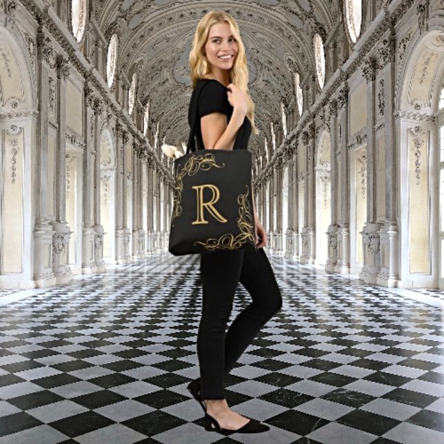 Everyday Elegance: Personalised Gold Monogram Tote Bag (Creator Uploaded)