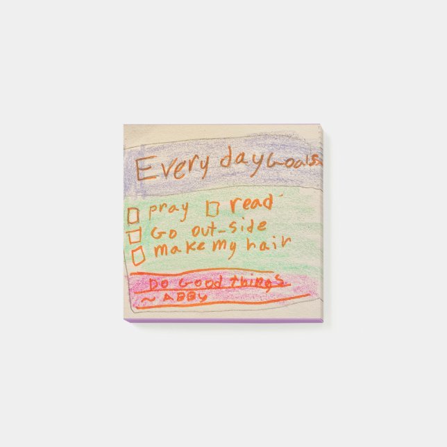 Everyday Goals for Kids Post-it Notes (Front)
