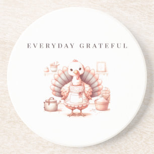 Everyday Grateful Custom Thanksgiving Fall Turkey Coaster