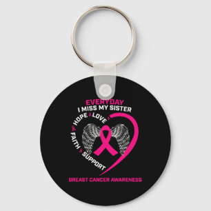 Everyday I Miss My Sister Cute Pink Breast Cancer  Key Ring