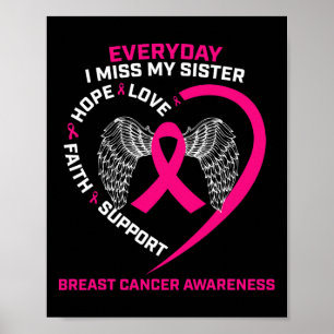 Everyday I Miss My Sister Cute Pink Breast Cancer Poster