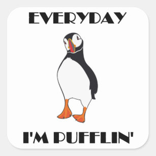 Everyday I'm Pufflin Puffin Bird Square Sticker