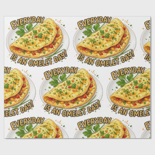 Everyday Is An Omelette Day Breakfast Foodie Wrapping Paper