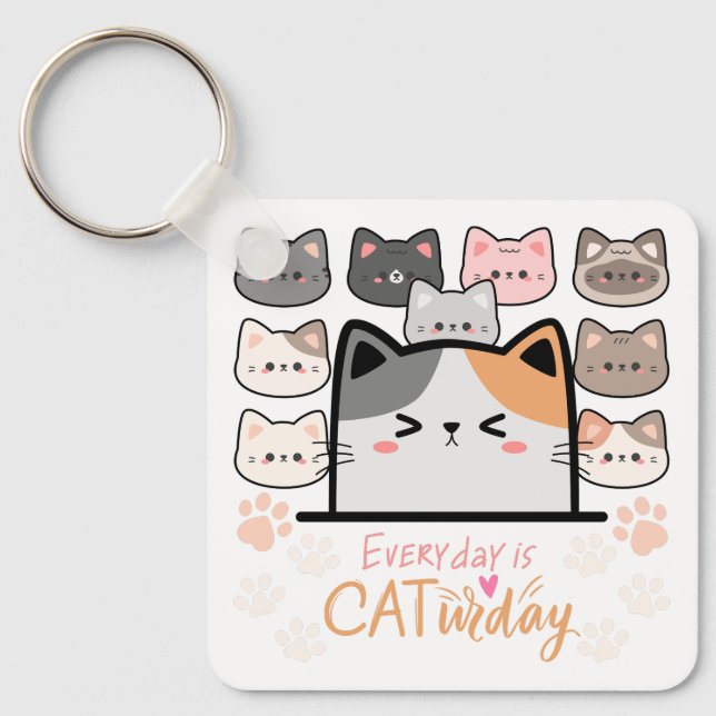 Everyday is Cat-urday Key Ring (Front)