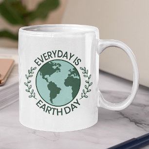 Everyday Is Earth Day - Vintage Green Earth Lover Coffee Mug