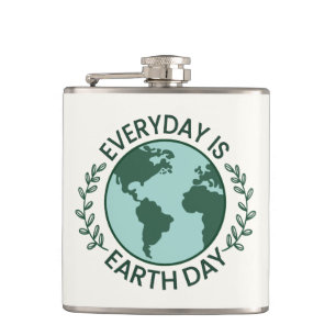 Everyday Is Earth Day - Vintage Green Earth Lover Hip Flask