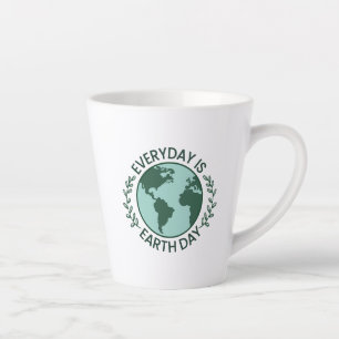 Everyday Is Earth Day - Vintage Green Earth Lover Latte Mug