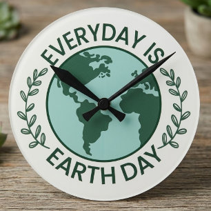 Everyday Is Earth Day - Vintage Green Earth Lover Round Clock