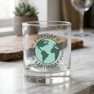 Everyday Is Earth Day - Vintage Green Earth Lover Whiskey Glass