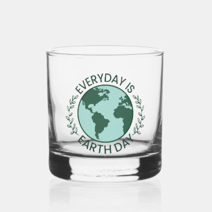 Everyday Is Earth Day - Vintage Green Earth Lover Whiskey Glass