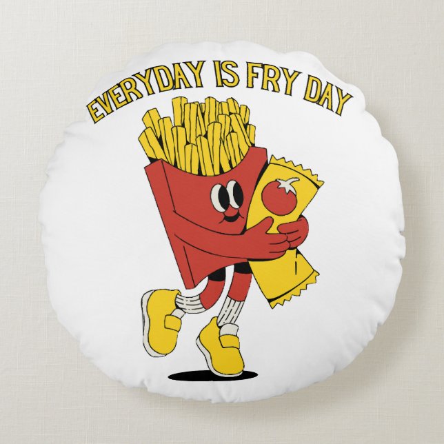 Everyday Is Fry Day Round Cushion (Front)