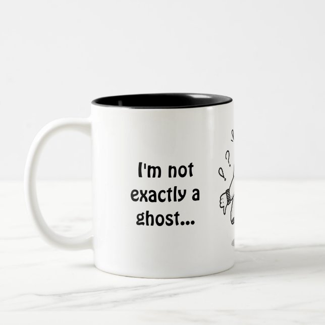 Everyday Items Featuring Our Iconic Doodle Ghost Two-Tone Coffee Mug (Left)