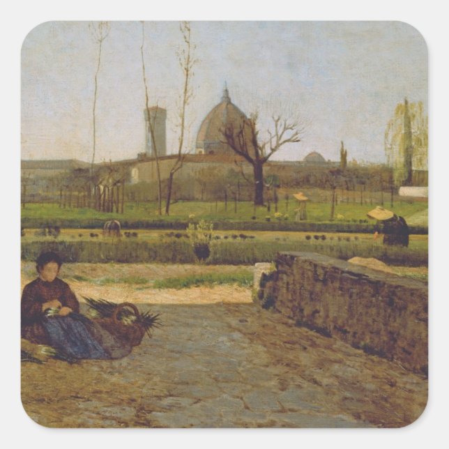 Everyday Scene, near Florence, c.1865 Square Sticker (Front)