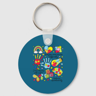 Everyone communicates differently autism awareness key ring