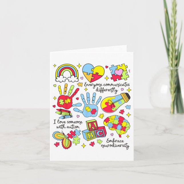 Everyone Communicates Differently Autism Month Aut Card (Front)