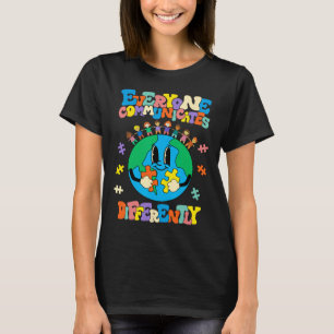Everyone Communicates Differently Earth Autism Awa T-Shirt