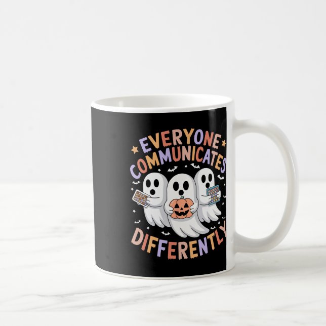 Everyone Communicates Differently Halloween Autism Coffee Mug (Right)