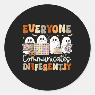 Everyone Communicates Differently Halloween Sped T Classic Round Sticker