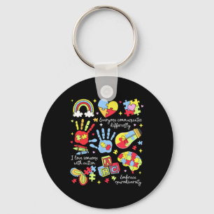 Everyone Communicates Differently Sped Autism Awar Key Ring