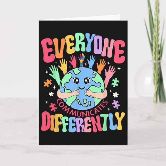 Everyone Communicates Differently Sped Teacher Aut Card (Front)