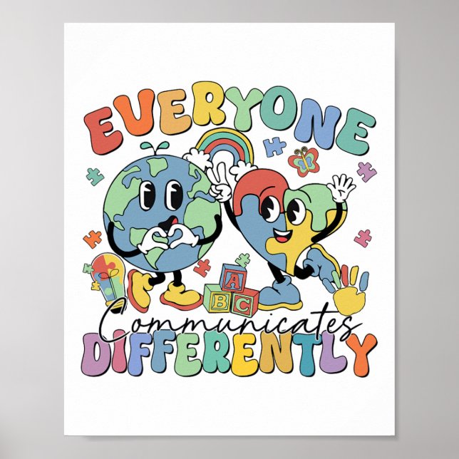 Everyone Communicates Differently Speech Autism  Poster (Front)