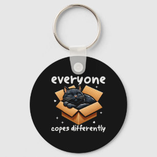 Everyone Copes Differently Cat Napping Funny Menta Key Ring