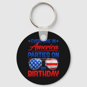 Everyone In Aamerica Parties On Birthday Happy 4th Key Ring