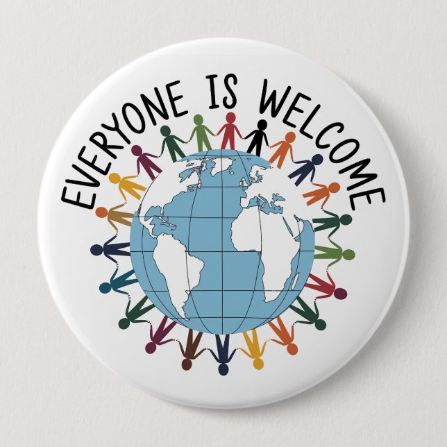 Everyone is welcome  10 cm round badge (Front)