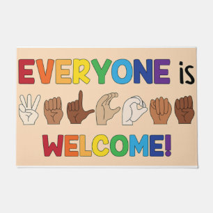 Everyone Is Welcome Hand Sign Language Doormat